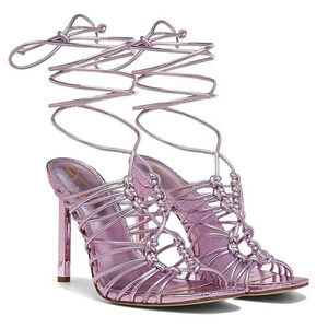 Sam Edelman Women's Lylah Strappy Heel Sandals Lilac Metallic Size 8.5 MSRP $160